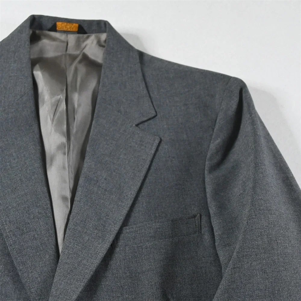 Vtg Mens 42R‎ Gray Silver Button Mens Blazer Suit Jacket Sport Coat